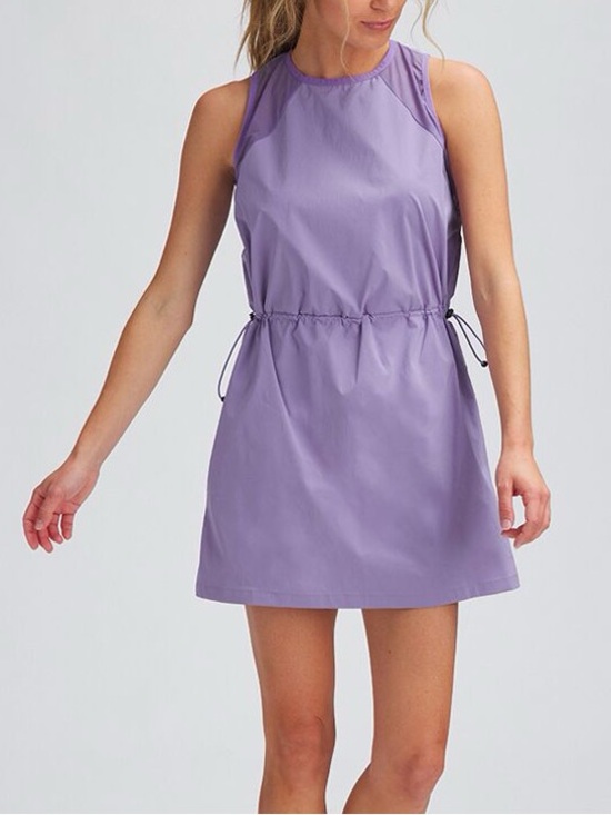 stoic Dresses & Skirts - NWT Stoic Desert Dress Sz Small Chalk Violet Athletic Mesh Quick Dry Cinch Waist